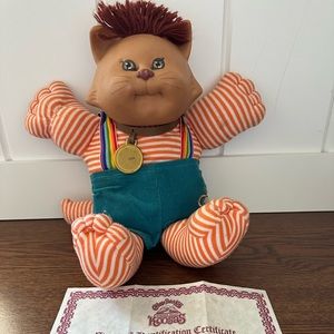 Vintage Cabbage Patch Kids KOOSAS Cat Doll Rainbow Suspenders Xavier Roberts